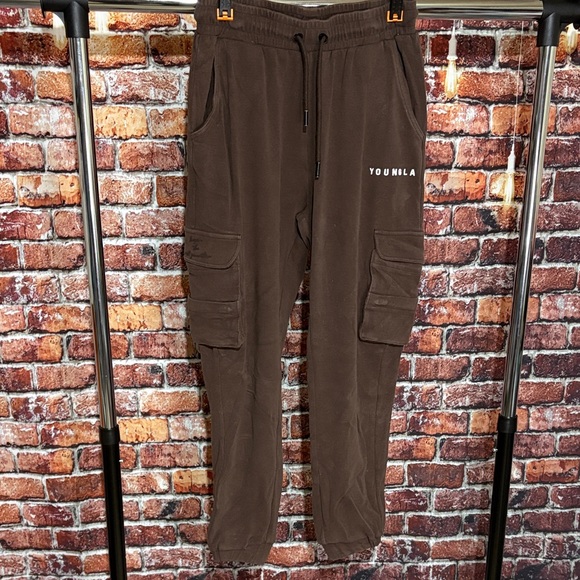 YoungLA Brown cloud foam Rambo Cargo Sweatpants joggers medium men’s - Picture 1 of 7